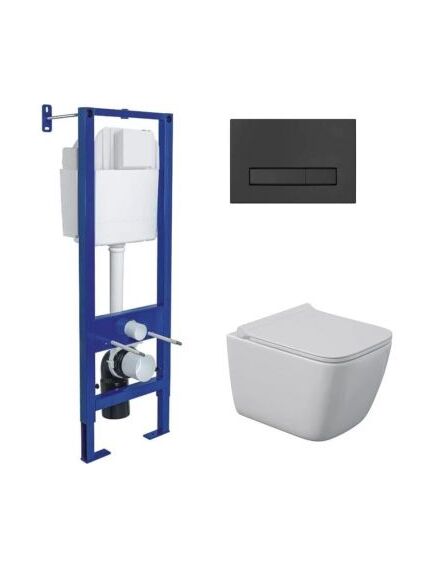 Купить Комплект BERGES: инсталляция АТОМ Line кнопка черная SoftTouch, унитаз QUATTRO S Rimless 49 см, сидение дюропласт микролифт, быстросъём (043362) по цене 34600 руб., в Санкт-Петебруге в интернет магазине 100-Систем, а также дургие товары BERGES из раздела Готовые решения и Инсталляции