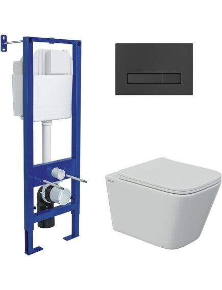 Купить Комплект BERGES: инсталляция АТОМ Line кнопка матовый хром, унитаз FLOE S Rimless 51 см, сидение дюропласт Floe S Slim SO, микролифт, быстросъём (043347) по цене 31700 руб., в Санкт-Петебруге в интернет магазине 100-Систем, а также дургие товары BERGES из раздела Готовые решения и Инсталляции