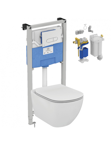 Купить Промо-комплект 5 в 1 Ideal Standard с подвесным унитазом TESI AquaBlade®  T007901 и инсталляцией PROSYS (r029901) по цене 50803.43 руб., в Санкт-Петебруге в интернет магазине 100-Систем, а также дургие товары IDEAL STANDARD из раздела Готовые решения и Инсталляции