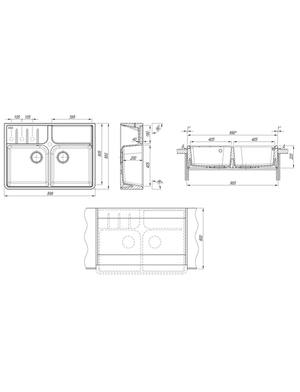 Купить Кухонная мойка ВИЛЛАДЖИО (20.385.f0898.102) по цене 46773 руб., в Санкт-Петебруге в интернет магазине 100-Систем, а также дургие товары Florentina из раздела Врезные мойки и Кухонные мойки
