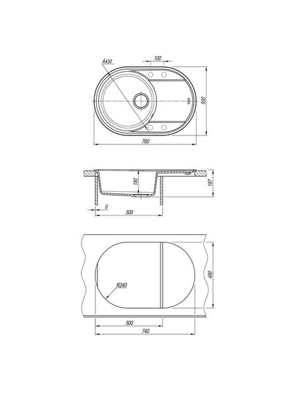 Купить Кухонная мойка Lemark LACHA 760 врезная овальная с крылом из кварцгранита цвет: Бежевый (9910056) по цене 18790 руб., в Санкт-Петебруге в интернет магазине 100-Систем, а также дургие товары LEMARK из раздела Врезные мойки и Кухонные мойки