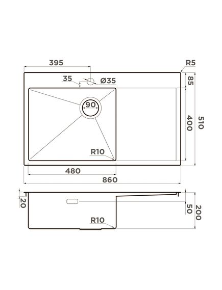 Купить Мойка Akisame 86-L Side-GB нерж. сталь/графит (4997043) по цене 79888 руб., в Санкт-Петебруге в интернет магазине 100-Систем, а также дургие товары Omoikiri из раздела Врезные мойки и Кухонные мойки