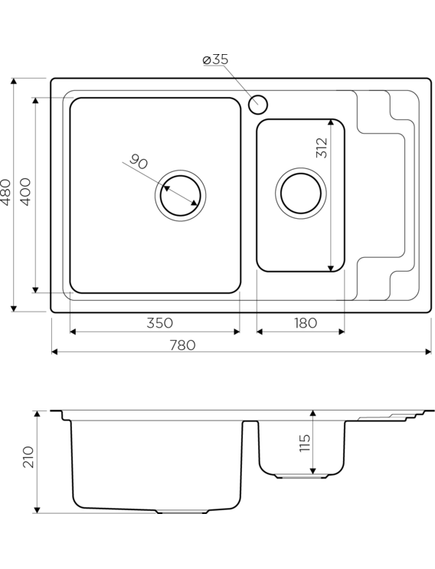 Купить Кухонная мойка Omoikiri Mizu 78-2-IN 4973731 Нержавеющая сталь (4973731) по цене 29288 руб., в Санкт-Петебруге в интернет магазине 100-Систем, а также дургие товары Omoikiri из раздела Двойные мойки и Кухонные мойки