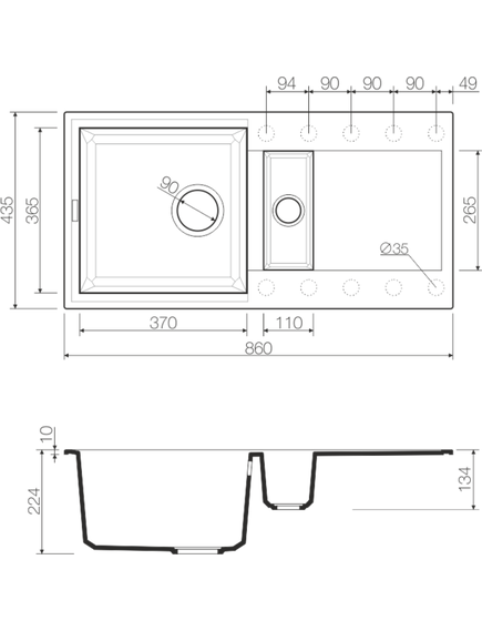 Купить Кухонная мойка Omoikiri Sakaime 86-2-PL Tetogranit/платина (4993203) по цене 37588 руб., в Санкт-Петебруге в интернет магазине 100-Систем, а также дургие товары Omoikiri из раздела Двойные мойки и Кухонные мойки