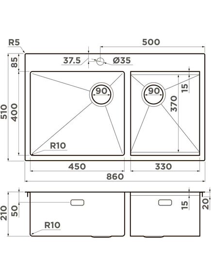 Купить Мойка Akisame 86-2 Side-LG нерж. сталь/светлое золото (4997048) по цене 85888 руб., в Санкт-Петебруге в интернет магазине 100-Систем, а также дургие товары Omoikiri из раздела Двойные мойки и Кухонные мойки