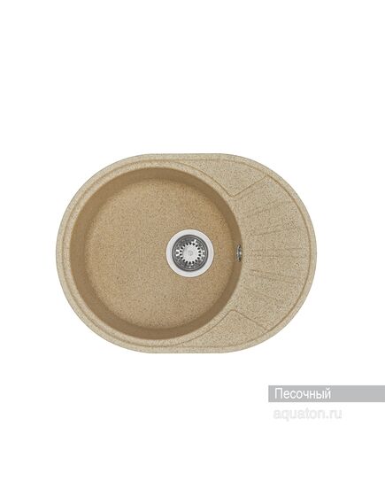 Купить Мойка для кухни из литого мрамора AQUATON Чезана круглая с крылом песочная 1A711232CS220 (1a711232cs220) по цене 7406 руб., в Санкт-Петебруге в интернет магазине 100-Систем, а также дургие товары AQUATON из раздела Накладные мойки и Кухонные мойки