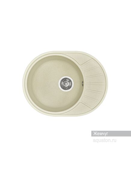 Купить Мойка для кухни из литого мрамора AQUATON Чезана круглая с крылом жемчуг 1A711232CS240 (1a711232cs240) по цене 7406 руб., в Санкт-Петебруге в интернет магазине 100-Систем, а также дургие товары AQUATON из раздела Накладные мойки и Кухонные мойки