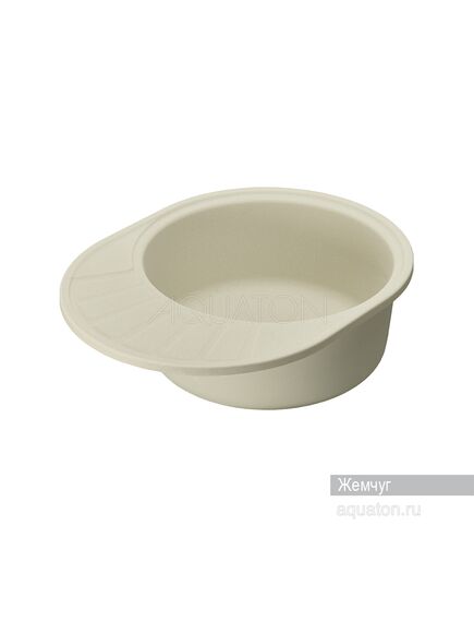 Купить Мойка для кухни из литого мрамора AQUATON Чезана круглая с крылом жемчуг 1A711232CS240 (1a711232cs240) по цене 7406 руб., в Санкт-Петебруге в интернет магазине 100-Систем, а также дургие товары AQUATON из раздела Накладные мойки и Кухонные мойки