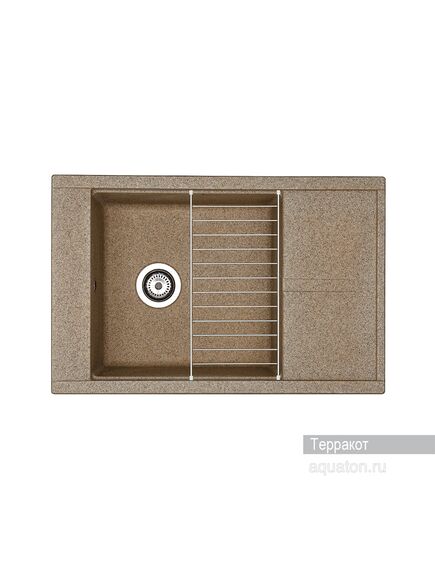 Купить Мойка для кухни из литого мрамора AQUATON Делия 78 прямоугольная с крылом терракотовая 1A715132DE270 (1a715132de270) по цене 11526 руб., в Санкт-Петебруге в интернет магазине 100-Систем, а также дургие товары AQUATON из раздела Накладные мойки и Кухонные мойки