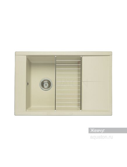 Купить Мойка для кухни из литого мрамора AQUATON Делия 78 прямоугольная с крылом жемчуг 1A715132DE240 (1a715132de240) по цене 11525.7 руб., в Санкт-Петебруге в интернет магазине 100-Систем, а также дургие товары AQUATON из раздела Накладные мойки и Кухонные мойки