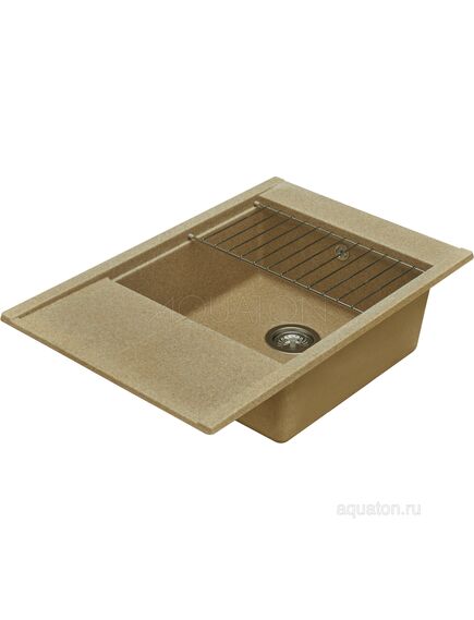 Купить Мойка для кухни из литого мрамора AQUATON Делия 78 прямоугольная с крылом песочная 1A715132DE220 (1a715132de220) по цене 11526 руб., в Санкт-Петебруге в интернет магазине 100-Систем, а также дургие товары AQUATON из раздела Накладные мойки и Кухонные мойки