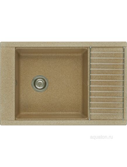 Купить Мойка для кухни из литого мрамора AQUATON Делия 78 прямоугольная с крылом песочная 1A715132DE220 (1a715132de220) по цене 11526 руб., в Санкт-Петебруге в интернет магазине 100-Систем, а также дургие товары AQUATON из раздела Накладные мойки и Кухонные мойки