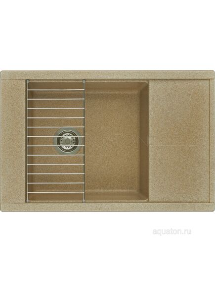 Купить Мойка для кухни из литого мрамора AQUATON Делия 78 прямоугольная с крылом песочная 1A715132DE220 (1a715132de220) по цене 11526 руб., в Санкт-Петебруге в интернет магазине 100-Систем, а также дургие товары AQUATON из раздела Накладные мойки и Кухонные мойки