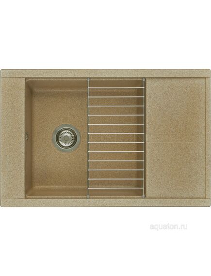 Купить Мойка для кухни из литого мрамора AQUATON Делия 78 прямоугольная с крылом песочная 1A715132DE220 (1a715132de220) по цене 11526 руб., в Санкт-Петебруге в интернет магазине 100-Систем, а также дургие товары AQUATON из раздела Накладные мойки и Кухонные мойки