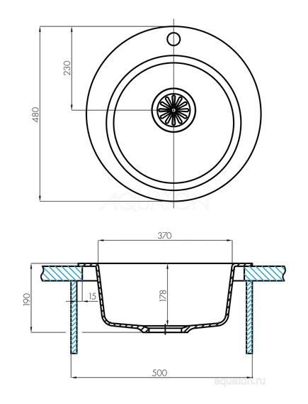 Купить Мойка для кухни из литого мрамора AQUATON Иверия круглая графит 1A711032IV210 (1a711032iv210) по цене 6427.2 руб., в Санкт-Петебруге в интернет магазине 100-Систем, а также дургие товары AQUATON из раздела Накладные мойки и Кухонные мойки
