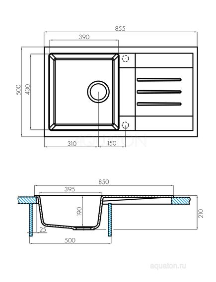 Купить Мойка для кухни из литого мрамора AQUATON Верона прямоугольная с крылом шампань 1A710032VR290 (1a710032vr290) по цене 10702 руб., в Санкт-Петебруге в интернет магазине 100-Систем, а также дургие товары AQUATON из раздела Накладные мойки и Кухонные мойки