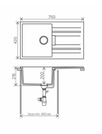 Купить Кухонная каменная мойка TOLERO Loft TL-750 черная (473745) по цене 12300 руб., в Санкт-Петебруге в интернет магазине 100-Систем, а также дургие товары TOLERO из раздела Накладные мойки и Кухонные мойки