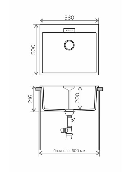 Купить Кухонная каменная мойка TOLERO Loft TL-580 черная (473585) по цене 11900 руб., в Санкт-Петебруге в интернет магазине 100-Систем, а также дургие товары TOLERO из раздела Накладные мойки и Кухонные мойки