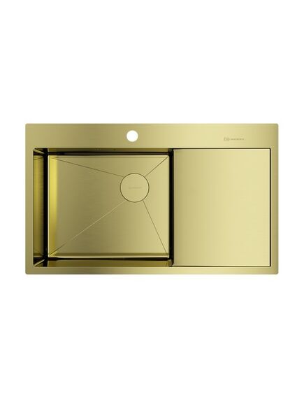 Купить Кухонная мойка Omoikiri Akisame 86-LG-L Side нерж.сталь/светлое золото (4997045) по цене 69488 руб., в Санкт-Петебруге в интернет магазине 100-Систем, а также дургие товары Omoikiri из раздела Накладные мойки и Кухонные мойки