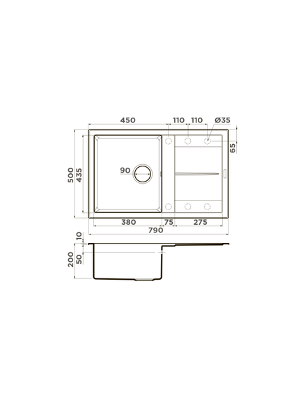 Купить Кухонная мойка Omoikiri Sumi 79-BL (4993662) по цене 34788 руб., в Санкт-Петебруге в интернет магазине 100-Систем, а также дургие товары Omoikiri из раздела Накладные мойки и Кухонные мойки