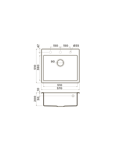 Купить Кухонная мойка Omoikiri Tedori 57-BL (4993980) по цене 35988 руб., в Санкт-Петебруге в интернет магазине 100-Систем, а также дургие товары Omoikiri из раздела Накладные мойки и Кухонные мойки