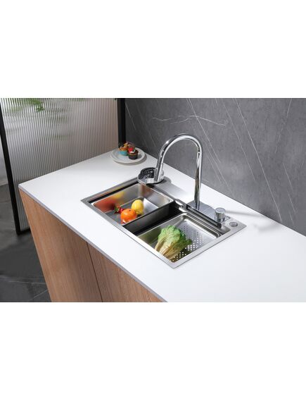 Купить Кухонная мойка ABBER Wasser Kreis AF2194 хром (af2194) по цене 25200 руб., в Санкт-Петебруге в интернет магазине 100-Систем, а также дургие товары ABBER из раздела Накладные мойки и Кухонные мойки