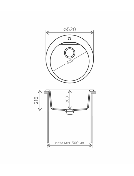Купить Кухонная каменная мойка Polygran ATOL-520 черная (627444) по цене 5900 руб., в Санкт-Петебруге в интернет магазине 100-Систем, а также дургие товары POLYGRAN из раздела Накладные мойки и Кухонные мойки