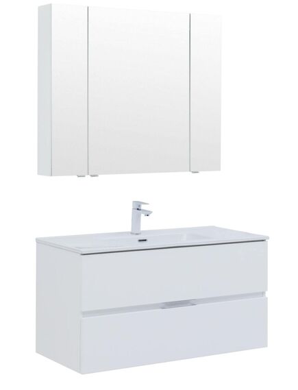 Купить Мебель для ванной Aquanet Алвита New 100 2 ящика, белый матовый (274205) по цене 66392 руб., в Санкт-Петебруге в интернет магазине 100-Систем, а также дургие товары AQUANET из раздела Готовые решения для ванной комнаты и Мебель для ванной комнаты