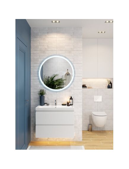 Купить Зеркало LED 012 design 72x72 с подсветкой хол. тепл. cвет круглое (kn-lu-led012*72-d-os) по цене 13990 руб., в Санкт-Петебруге в интернет магазине 100-Систем, а также дургие товары CERSANIT из раздела Зеркала и Мебель для ванной комнаты