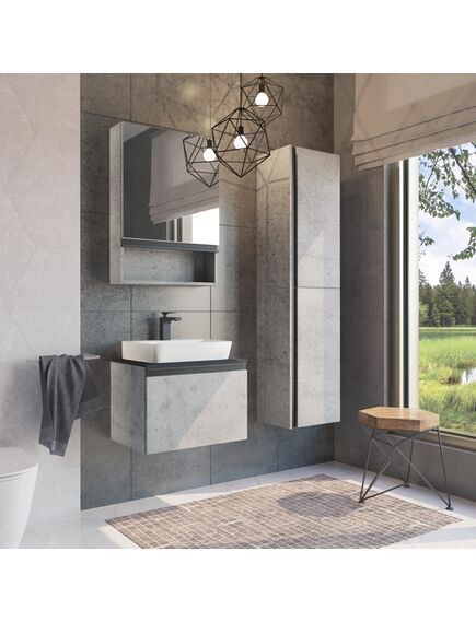 Купить COMFORTY. Зеркало-шкаф "Эдинбург-60" бетон светлый (00-00002043) по цене 12430 руб., в Санкт-Петебруге в интернет магазине 100-Систем, а также дургие товары COMFORTY из раздела Зеркальные шкафы для ванной и Мебель для ванной комнаты