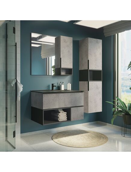Купить COMFORTY. Зеркало-шкаф "Франкфурт-90" бетон светлый (00-00006504) по цене 12980 руб., в Санкт-Петебруге в интернет магазине 100-Систем, а также дургие товары COMFORTY из раздела Зеркальные шкафы для ванной и Мебель для ванной комнаты