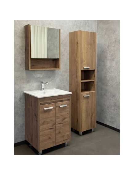 Купить Comforty. Зеркало-шкаф Марио-60 дуб темный (00-00004158cf) по цене 9790 руб., в Санкт-Петебруге в интернет магазине 100-Систем, а также дургие товары COMFORTY из раздела Зеркальные шкафы для ванной и Мебель для ванной комнаты