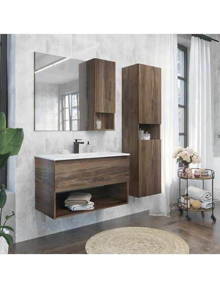 Купить COMFORTY. Зеркало-шкаф "Бордо-90" дуб темно-коричневый (00-00006663) по цене 11990 руб., в Санкт-Петебруге в интернет магазине 100-Систем, а также дургие товары COMFORTY из раздела Зеркальные шкафы для ванной и Мебель для ванной комнаты