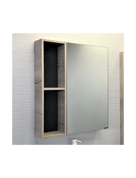 Купить Зеркало-шкаф Comforty Порто-75 дуб дымчатый (00-00009234cf) по цене 12210 руб., в Санкт-Петебруге в интернет магазине 100-Систем, а также дургие товары COMFORTY из раздела Зеркальные шкафы для ванной и Мебель для ванной комнаты