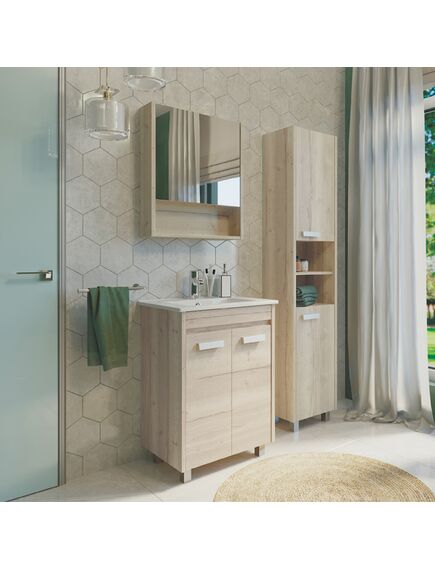 Купить COMFORTY. Зеркало-шкаф "Марио-60" дуб дымчатый (00-00005201) по цене 9570 руб., в Санкт-Петебруге в интернет магазине 100-Систем, а также дургие товары COMFORTY из раздела Зеркальные шкафы для ванной и Мебель для ванной комнаты