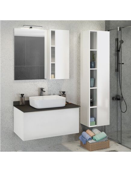 Купить COMFORTY. Зеркало-шкаф "Милан-90" белый глянец (00004137130) по цене 13310 руб., в Санкт-Петебруге в интернет магазине 100-Систем, а также дургие товары COMFORTY из раздела Зеркальные шкафы для ванной и Мебель для ванной комнаты
