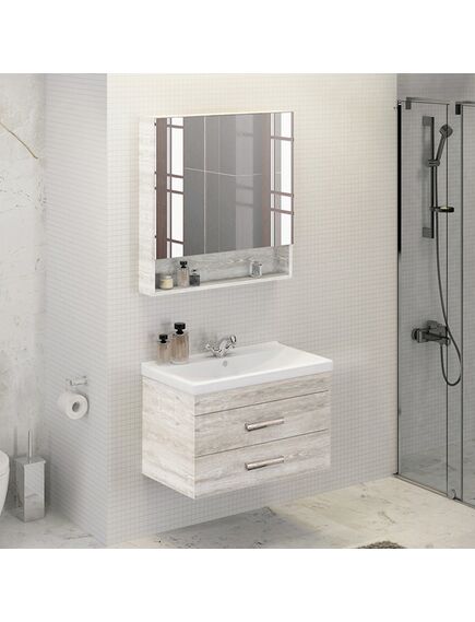 Купить COMFORTY. Зеркало-шкаф "Никосия-80" дуб белый (00004138838) по цене 14850 руб., в Санкт-Петебруге в интернет магазине 100-Систем, а также дургие товары COMFORTY из раздела Зеркальные шкафы для ванной и Мебель для ванной комнаты