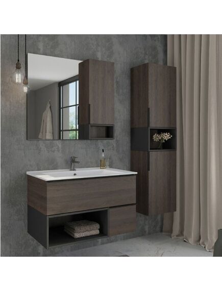 Купить Comforty. Зеркало-шкаф "Франкфурт-90" дуб шоколадно-коричневый (00004150529cf) по цене 13860 руб., в Санкт-Петебруге в интернет магазине 100-Систем, а также дургие товары COMFORTY из раздела Зеркальные шкафы для ванной и Мебель для ванной комнаты