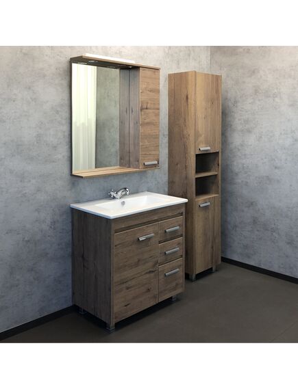 Купить Comforty. Зеркало-шкаф Марио-75 дуб темный (00-00004159cf) по цене 14190 руб., в Санкт-Петебруге в интернет магазине 100-Систем, а также дургие товары COMFORTY из раздела Зеркальные шкафы для ванной и Мебель для ванной комнаты