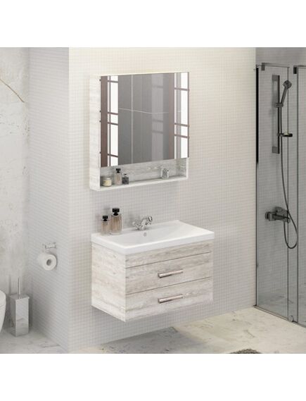 Купить Comforty. Зеркало-шкаф "Никосия-80" дуб белый (00004138838cf) по цене 14850 руб., в Санкт-Петебруге в интернет магазине 100-Систем, а также дургие товары COMFORTY из раздела Зеркальные шкафы для ванной и Мебель для ванной комнаты