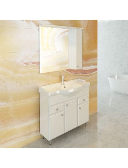 Купить Comforty. Зеркало-шкаф "Сочи-85" белый глянец (00003132119cf) по цене 15950 руб., в Санкт-Петебруге в интернет магазине 100-Систем, а также дургие товары COMFORTY из раздела Зеркальные шкафы для ванной и Мебель для ванной комнаты