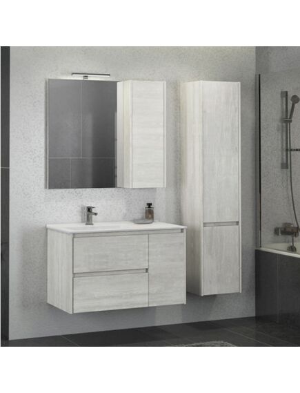 Купить Зеркало-шкаф Comforty Бремен-90 дуб белый (00004142374cf) по цене 12760 руб., в Санкт-Петебруге в интернет магазине 100-Систем, а также дургие товары COMFORTY из раздела Зеркальные шкафы для ванной и Мебель для ванной комнаты