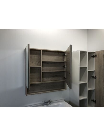 Купить Comforty. Зеркало-шкаф "Парма-80" дуб дымчатый (00004143489cf) по цене 15620 руб., в Санкт-Петебруге в интернет магазине 100-Систем, а также дургие товары COMFORTY из раздела Зеркальные шкафы для ванной и Мебель для ванной комнаты