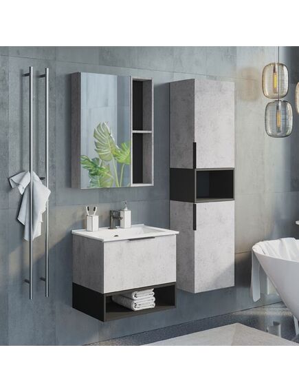 Купить Зеркало-шкаф Comforty Франкфурт-60 бетон светлый (00-00004331cf) по цене 11220 руб., в Санкт-Петебруге в интернет магазине 100-Систем, а также дургие товары COMFORTY из раздела Зеркальные шкафы для ванной и Мебель для ванной комнаты