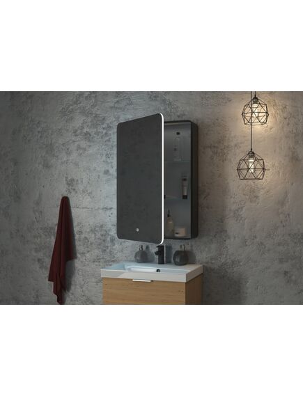 Купить Зеркало-шкаф Континент ELTORO 560х850 черный (мвк113) по цене 22600 руб., в Санкт-Петебруге в интернет магазине 100-Систем, а также дургие товары Континент из раздела Зеркальные шкафы для ванной и Мебель для ванной комнаты