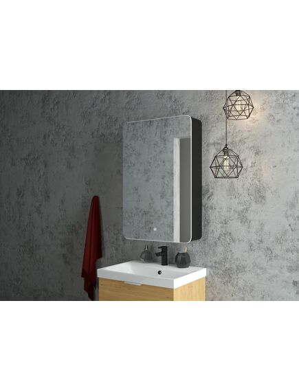 Купить Зеркало-шкаф Континент ELTORO 560х850 черный (мвк113) по цене 22600 руб., в Санкт-Петебруге в интернет магазине 100-Систем, а также дургие товары Континент из раздела Зеркальные шкафы для ванной и Мебель для ванной комнаты
