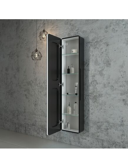 Купить Зеркало-шкаф Континент ELTORO 340х1560 черный (мвк112) по цене 31620 руб., в Санкт-Петебруге в интернет магазине 100-Систем, а также дургие товары Континент из раздела Зеркальные шкафы для ванной и Мебель для ванной комнаты