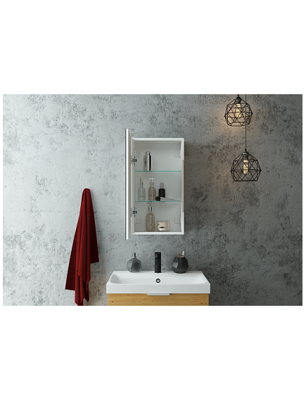 Купить Зеркало-шкаф Континент ALLURE 350х650 правый белый (мвк056) по цене 13940 руб., в Санкт-Петебруге в интернет магазине 100-Систем, а также дургие товары Континент из раздела Зеркальные шкафы для ванной и Мебель для ванной комнаты