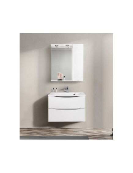 Купить Зеркало со шкафом BelBagno MARINO-SPC-700/750-1A-BL-P-R 70 с подсветкой Bianco Lucido (marino-spc-700/750-1a-bl-p-r) по цене 16300 руб., в Санкт-Петебруге в интернет магазине 100-Систем, а также дургие товары BelBagno из раздела Зеркальные шкафы для ванной и Мебель для ванной комнаты