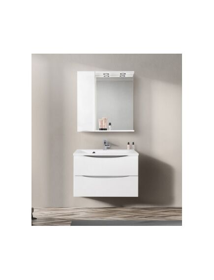 Купить Зеркало со шкафом BelBagno MARINO-SPC-800/750-1A-BL-P-L 80 с подсветкой Bianco Lucido (marino-spc-800/750-1a-bl-p-l) по цене 17400 руб., в Санкт-Петебруге в интернет магазине 100-Систем, а также дургие товары BelBagno из раздела Зеркальные шкафы для ванной и Мебель для ванной комнаты